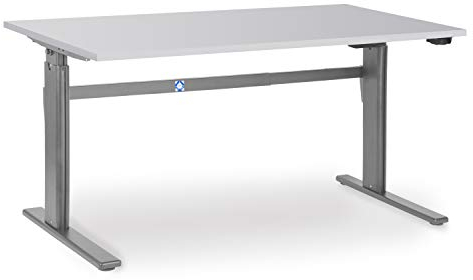 goodsforbusiness GmbH Elektrisch höhenverstellbarer Schreibtisch 180 x 80 cm Lichtgrau, höhenverstellbar von 700-1.170 mm, Arbeitstisch Produktionstisch Bürotisch eigene Fertigung