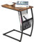 COSTWAY Beistelltisch Holz Metall mit Seitentasche, Laptoptisch C-förmig Sofatisch, Kaffeetisch Industrie-Design, Betttisch für Sofa, Bett, Wohnzimmer, Schlafzimmer 51 x 35 x 64cm (1)