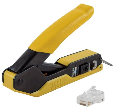 Klein Tools 80017 Crimpadora de cable de datos y enchufe de datos modular CAT6, paquete de 50 herramientas, kit de herramientas de instalación de paso, 2 piezas
