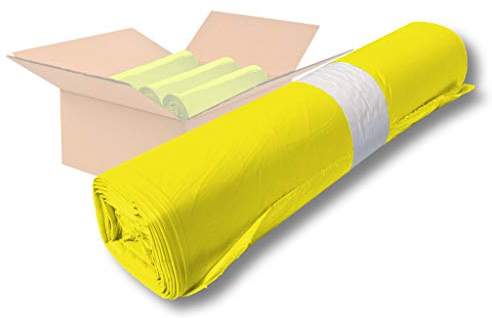 dm-folien Gelbe Müllsäcke 120 Liter I 500 Stück I 700 x 1100 mm I Große Abfallbeutel für leichte bis mittelschwere Abfälle I Reißfeste Müllbeutel aus LDPE Regenerat I Foliensäcke 18 my