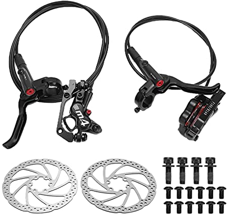 Alomejor Fahrrad Scheibenbremsen Set mit 1 Paar 160mm Scheibenbremsscheibe, M4 MTB Öldruck Hydraulische Bremsen Kit MT420 Vorne Hinten Bremssättel 4 Kolben für Mountainbike