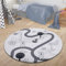 TT Home Teppich Kinder Kinderzimmerteppich Kinderteppich Babymatte Straße Bär Fuchs Baum, Farbe: Grau Weiß, Größe:150 cm Rund