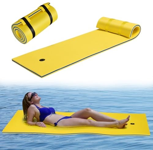 COSTWAY Flotador de Agua, Estera Flotante de Espuma XPE de 3 Capas,Resistente al Desgarro con Dispositivo para Recreación y Relajación en el Agua, para Mar, Lago, Piscina (210 x 66 cm, Amarillo)