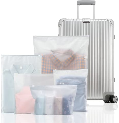 25 Stück Reisetaschen set Zip-Beutel Kunststoff-Reißverschluss-Reisetasche, Koffer Organizer Tasche, wiederverwendbare transparente Beutel zum Verpacken von Kleidung Unterwäsche Schuhen Kosmetik