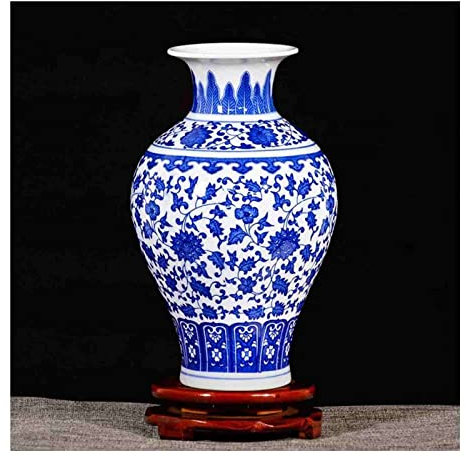 HH-CC Vase Chinoiserie Blaue und weiße Porzellanvase Jingdezhen Porzellanvase Blumenarrangement Antike chinesische Wohnzimmerdekoration Porzellanvase,A