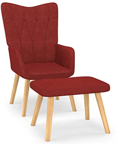 INLIFE Relaxsessel mit Hocker Weinrot Stoff,Rot,10.9KG,327542
