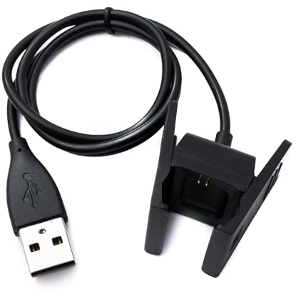 System-S USB 2.0 Kabel 54 cm Ladekabel für Fitbit Charge 2 Smartwach in Schwarz