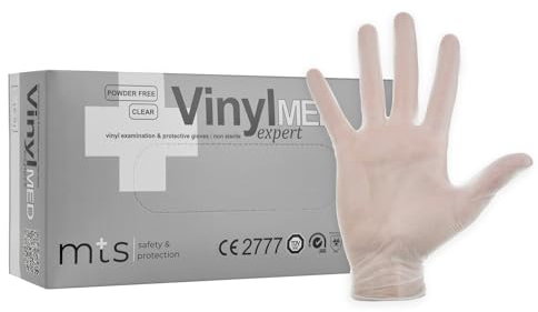 MTS Safety & Protection Einweghandschuhe S - 100 Stück/Box Vinylhandschuhe Transparenz - Einmalhandschuhe Puderfreie Handschuhe Diagnose Vinyl Handschuhe Einweg Gloves (S, 100 Stück)