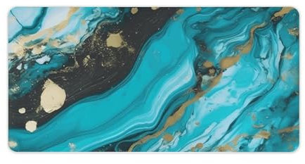 Schreibtischunterlage, Türkis, Blau, Gold, Marmor-Druck, Mauspad, tragbare Schreibtischunterlage, große Schreibtischunterlage, faltbar, vielseitig verwendbar, Schreibtischunterlage