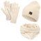 HEYO Damen Mütze Schal Handschuhe Set für Winter, Beanie Strickmütze warm, Winterschal mit Fransen HZ0015 (Ecru)