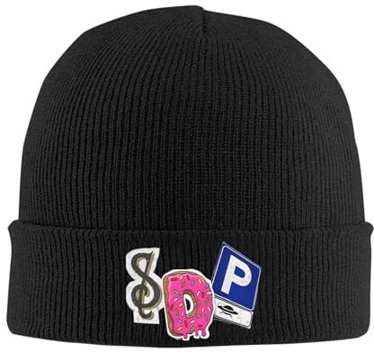 ZGGUOJU Gestrickte warme Mütze für den Winter SDP Band Hüte Herbst Winter Mütze Baggy Kappe Männer Frauen Acryl Schädelkappe Geschenk