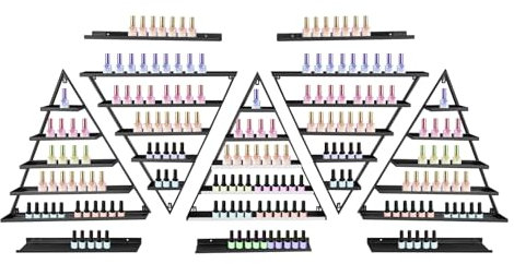 Tagtuell Nagellack-Regal zur Wandmontage, Dreieckiges Präsentationsregal Kosmetische Vitrinen Lippenstift Parfüm Wandregal, Nagellack Organizer für Zuhause Spa Nagelstudio Geschäft, Schwarz
