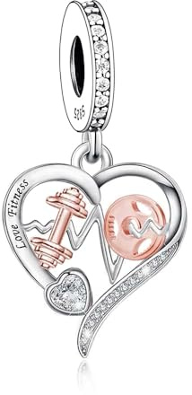 Fitness Gym Charm kompatibel mit Pandora Armband, 925 Sterling Silber Sport-Dangle Training Anhänger, Geschenk für Frauen zum Geburtstag