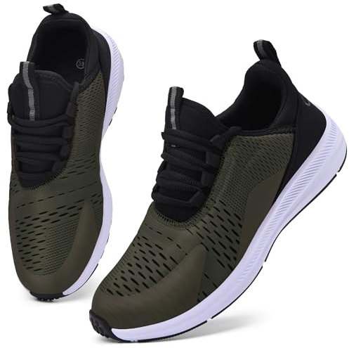 Mnking Basket Chaussures Sport Course Homme Femme Respirant Running Compétition Trail Entraînement Outdoor Fitness Gym Sneaker Vert Armée EU38