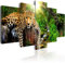 B&D XXL Acrylglasbild Tier 00x50 cm 5 Teilig Wandbild auf Acryl Glasbilder Kunstdruck Moderne Acrylglas Platte Wanddekoration Geschenke Heimdekoration Glasbild Leopard Wald Natur g-C-0031-k-n