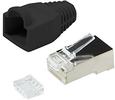BIGtec 50 x RJ45 Stecker CAT.5 schwarz Gigabit Crimpstecker RJ-45 Modular Plug Ethernet LAN Kabel Steckverbinder Netzwerkstecker geschirmt CAT .5e