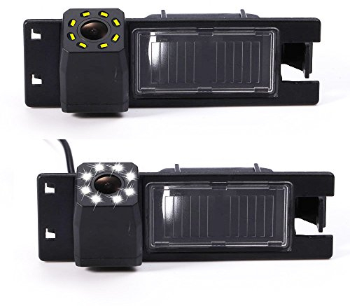 Dynavsal Auto Rückfahrkamera verbesserte Einparkhilfe mit 8IR Nachtsicht 170° Weitwinkel Wasserdicht Hoche Defination (schwarz) für Astra H Corsa D Vectra C Tigra Meriva A Regal Buick Insignia