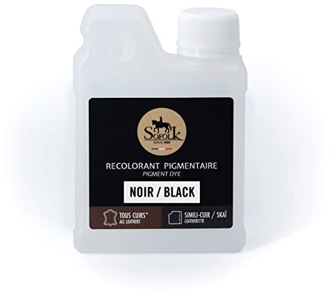 Sofolk - Pintura Cuero/Polipiel - Recoloración para cuero dañado, rayado, arañado, descolorido - Volante de coche, asiento de coche, sofá, zapatos - 250ml - 01-BLACK