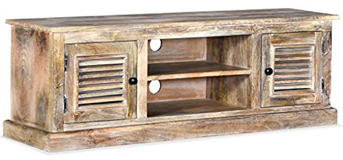vidaXL Mangoholz Massiv TV Schrank Vintage Fernsehtisch Fernsehschrank Lowboard TV Möbel Tisch Board Sideboard HiFi-Schrank 120x30x40cm