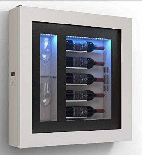 Cave à vin mural pour cinq bouteilles horizontalement et deux verres horizontaux latéraux pour bouteilles H.328 D.90 mm - poids 30 kg. (SF00)