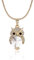 Mode Collier Ras du Cou Mignon Hibou Pendentif Collier Or et Argent Longue Chaîne Collier pour Femmes Filles avec CZ Cristal (Plaqué Or)