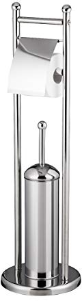 Metlex WC Garnitur 2-in-1 Toilettenbürste- und Toilettenpapierhalter, H79 cm, austauschbarer Bürstenkopf, Silber.