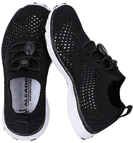 Boy/Girls Tennis Walking Shoes Sport Sneakers for Pool, Beach, Aqua Water Sports, Outdoor, Camp Black/White 5 M US Big Kid
