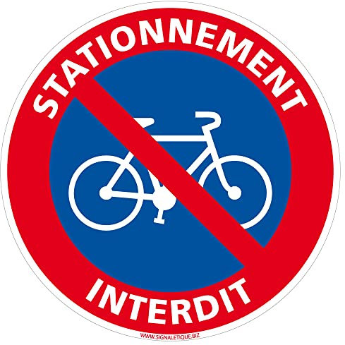 PANNEAU STATIONNEMENT INTERDIT AUX VELOS (L1009) - Diamètre 125 mm - Aluminium 2 mm - Aluminium 2 mm -