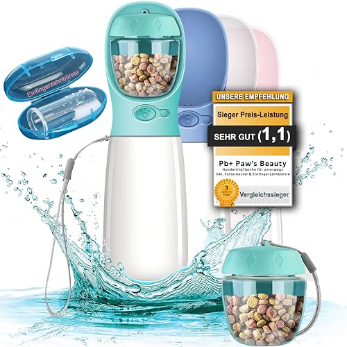 Paws Elegance 3 Cadeaux Set Bouteille d'eau Chien 550ml, Distributeur d'eau Portable Gourde pour Chien Chiot Chat Animaux Voyage Water Drink Bouteille