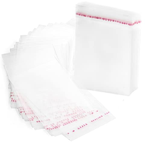 RUBY Lot de 200 sachets transparents en cellophane plastique avec fermeture adhésive 16 x 24 cm
