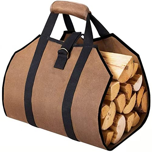 Dehydrator Firewood Log Carrier Bag Log Tote Bag Heavy Duty Canvas Waxed Wood Carrier with Handles Fireplace Wood Stove Accessories
