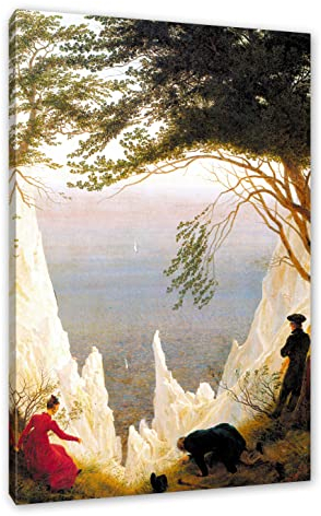 Pixxprint Caspar David Friedrich - Kreidefelsen auf Rügen, Größe: 60x40cm, Leinwandbild, fertig gespannt, Wandbild, Dekoration, Kunstdruck, kein Poster