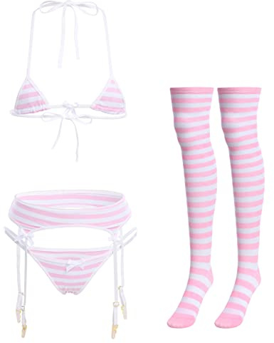ABAFIP Women's Stiped lingerie sets (pack of 4)