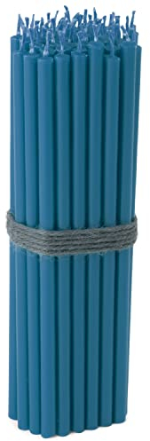 NKlaus - 50x Stabkerzen hellblau Tropf- Rußfrei dünn L 16cm Qualität Paraffinwachs 36111
