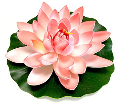 Seerose KüNstlich, Schwimmende Blumen, künstliche Lotus Simulation Wasser Lilie Blume Teich Dekoration Lotus Realistisch für Teichbecken Wasserdekoration Hellrosa