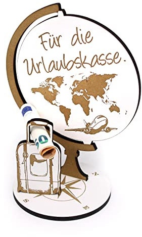 Geldgeschenk Reise Weltenbummler - Für die Urlaubskasse - Globus reisen Schild für Geld Gutschein Urlaub