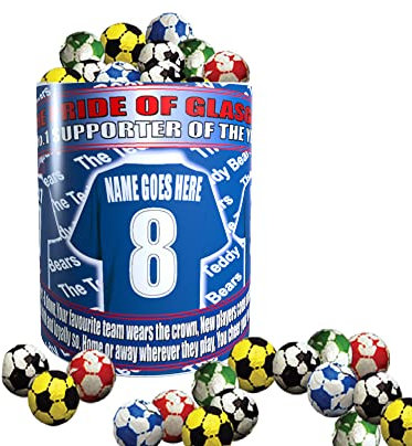 Glasgow The Teddy Bears Personalised Football Team Shirt Mug Gift with Chocolate Footballs, White