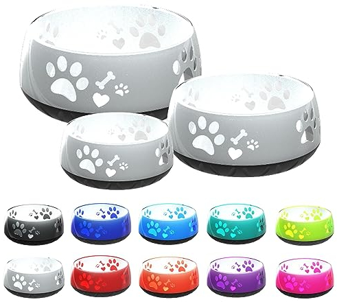 Hundenapf für Kleine und Große Hunde - Futternapf/Trinknapf S/M/L Rutschfest (L 1800ml, Grau)