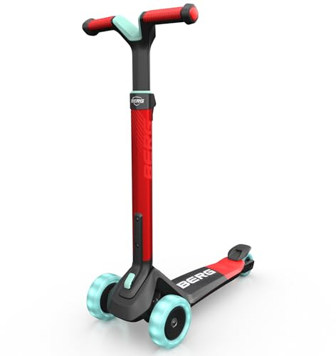 BERG Nexo Foldable Lights Rot | Kinderroller | Scooter | Klappbar & Leicht | LED-Räder für Sicherheit | Sichtbarkeit bei Nacht | Kinderscooter | Roller Ergonomisch & Verstellbar | Ideal ab 2 Jahren