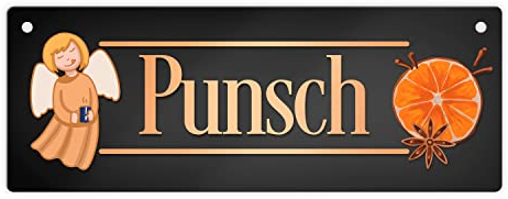 Punsch Metallschild in grau Blechschild für den Glühweinstand Dekoration für Weihnachten Weihnachtsmarkt Weihnachtsschmuck Winter Advent