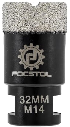 FOCSTOL Punte per Trapano Diamantate - 32mm Sega a Tazza Diamantata per Porcellana Ceramica Piastrella Marmo Granito Quarzo M14 Filettatura