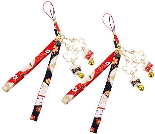 Operitacx 4 Stück Glückskatzen-anhänger Katze Schlüsselbund Maneki Neko Schlüsselanhänger Handyanhänger Vermögensschutz-Ornament Glückskatze Anhänger Auto Glücklich Charme Keramik