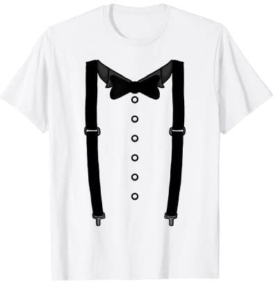 Schwarze Fliege Hosenträger Kummerbund Smoking Fliege T-Shirt