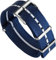 WatchGecko Schweizer Qualität Signature Military Nylon Uhrenarmband. Nylon-Herren-Ersatzarmband. Robustes, schnell trocknendes und sicheres Uhrenarmband für Outdoor-Aktivitäten. Blau & Weiß, 21 mm
