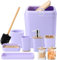 Violettes Badezimmer-Zubehör-Set, 9-teilig, lila Badezimmer-Zubehör-Set mit Mülleimer, Zahnbürstenhalter, Zahnbürstenbecher, Lotion-Seifenspender, Waschtischablage, Seifenschale, WC-Bürste,