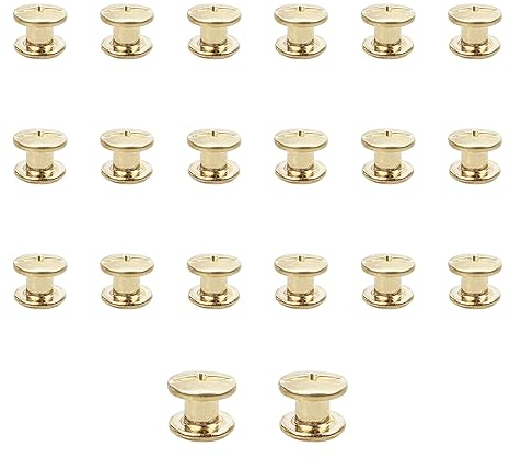 JJWNMLL Lot de 20 vis Chicago M5x5mm Chicago Vis de reliure Chicago Rivet à clous en métal Vis Chicago à tête cruciforme pour ceinture en cuir Bricolage Livre de scrapbooking - Couleur or