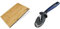 Tasty Bamboo Cutting Board & Pizza Cutter with Finger Guard, Pizza Cutting Set, Robust Board with Sharp Anti-Slip Pizza Cutter, Colour: Grey & Blue