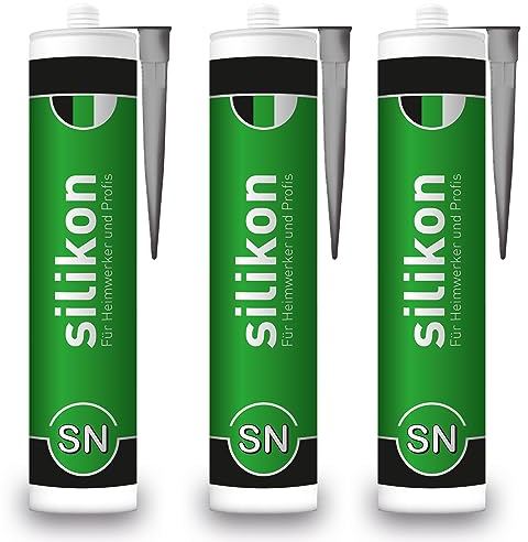Bau- & Fenster-Silikon 310 ml Kartusche grau, Innen/Aussenbereich, Dichtstoff für Anschluss- und Dehnungsfugen, wasserdicht, UV- und witterungsbeständig (3)