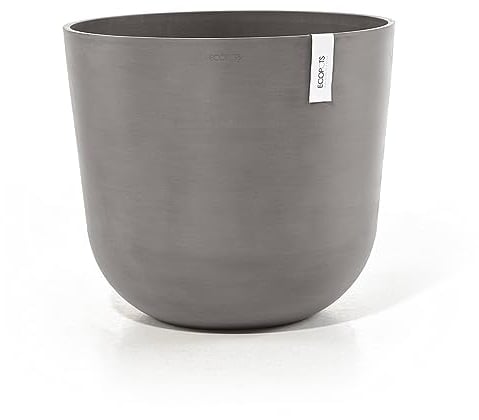 Ecopots Blumentopf Oslo Braun Grau - Durchmesser Ø 35 cm rund groß - Pflanzentopf aus Recycling Kunststoff - Übertopf modern für Indoor und Outdoor