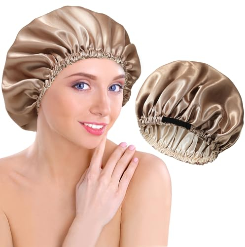 WELROG Verstellbare Satin Haarhaube für Damen - Reversible Satin Seidenhaube zum Schlafen für Damen Bonnet Sleep Cap Haarhaube für Die Nacht Schlafhaube Seide Satin Bonnet Seide